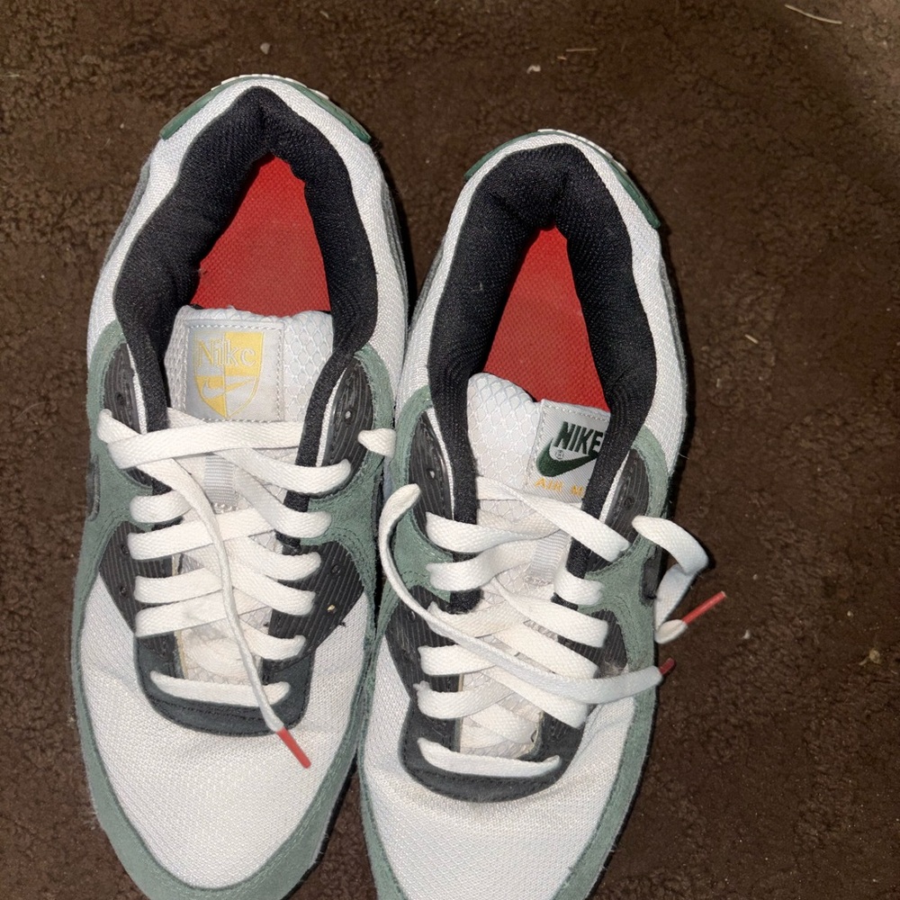 Nike Air Max White and Sage Green Retro Sneakers